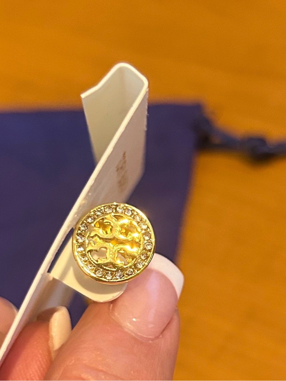 Tory Burch Red and Gold double sided Huggie earrings - Picture 3 of 3